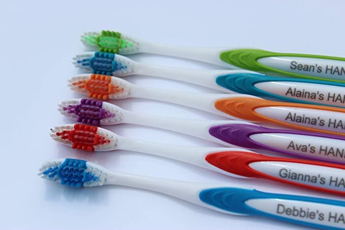 Personalized Gift Personalized TOOTHBRUSHES 5 Pack Manual Toothbrush Adults Your Choice of Colors Any Name/Message Engraved