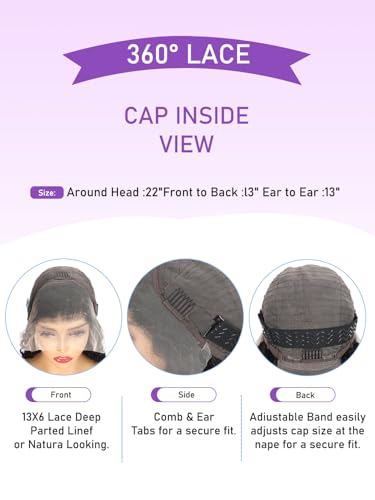 Deep Wave Lace Front Wig 13x6 Soft Remy Virgin Human Hair 180% Density HD Lace Frontal Wigs for Black Women Natural Color Pre Plucked Hairline