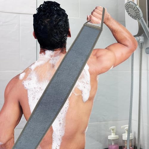 Loofah Back Scrubber, 50 Inch Extra Long Natural Flax Exfoliating Back Scrubber for Shower for Men Women, Deep Clean & Invigorate Your Skin
