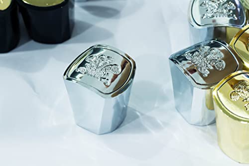 Silver Mountain Water Perfume Bottle Cap. Silver Round Plastic Cap. Generation 3. Fits 30ml, 50ml, 100ml, 120ml bottles.