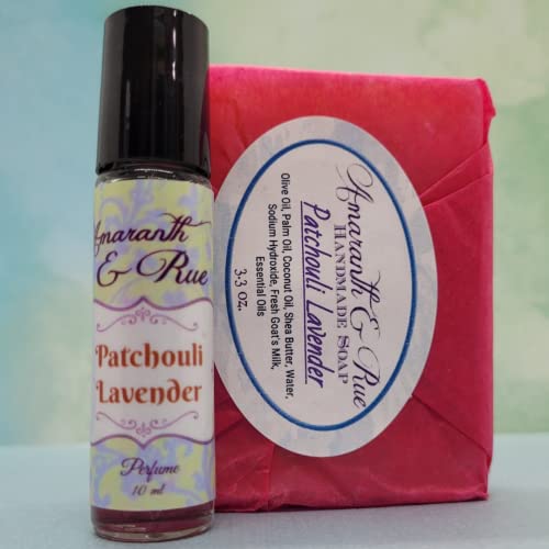 Patchouli Lavender Artisan Soap and Perfume Set by Amaranth & Rue