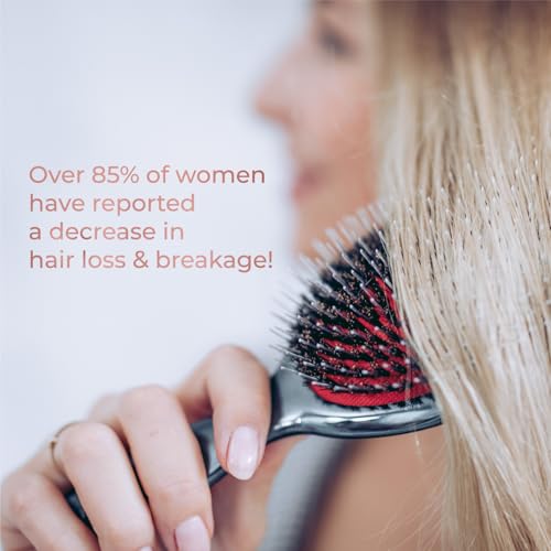 MISEL Professional Boar Bristle Hair Brush for Women and Men | Detangles All Natural Hair Types and Extensions | Reduces Breakage | Great for Wavy and Straight Hair | Salon-Approved | Medium