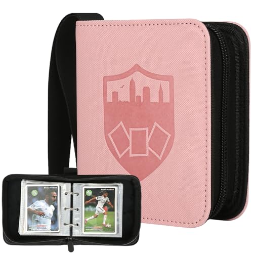 GERMUN Mini Card Binder 1 Pocket, 80 Pockets Trading Card Binder, Premium Small 2 Pocket Trading Card Collection Album Folder with 40 Sleeves Double Sided - Gifts for Kids (Pink)