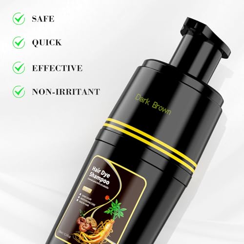 Dark Brown Hair Dye Shampoo 3 in 1, Hair Color Shampoo for Cover Grey Hair, Herbal Ingredient for Men and Women (Dark Brown)
