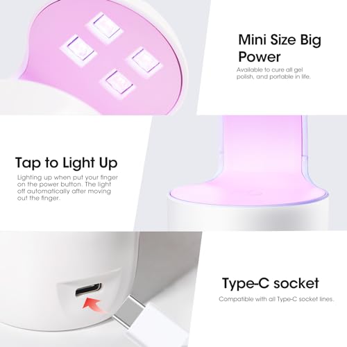 Gellen Solid Nail Glue Gel Kit - 8g Gel and 8w Mini UV Light LED Lamp for Cured Nails, Press on Glue for Acrylic Fake Tips, Salon Art DIY at Home