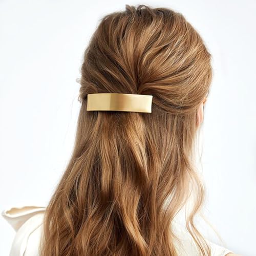 DeD Pack of 5 Women Hair Clips Metal Hair Pins Simple Retro Large Hair Barrettes French Clip Barrettes For Women Lady(Gold)