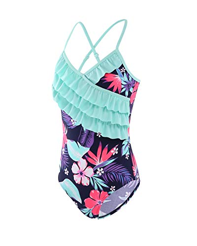 Girls One Piece Swimsuits Ruffle Swimwear Beach Bathing Suit Purple 5T