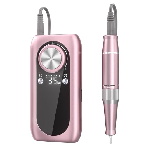 Rechargeable Nail Drill, 35000RPM Electric Nail File Machine Professional Acrylic Gel Nails Remover with Drill Bits, Portable Efiler Manicure Supplies for Polishing Grinding, Home Salon Use