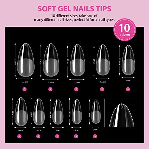 SAVILAND Almond Gel Nail Kit - Nail Drill with U V Lamp for Nails 500PCS Almond Nail Tips Gel SSProTip X Kit Easy Use Manicure Tool for Manicure Design at Home DIY Salon Gift for Women