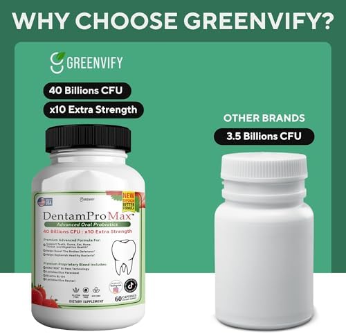 DentamPro Max for Gums and Teeth Health & Fresh Breath - 40 Billion CFU Advanced Oral Probiotics for Mouth Bad Breath, Capsule Supplement (1)