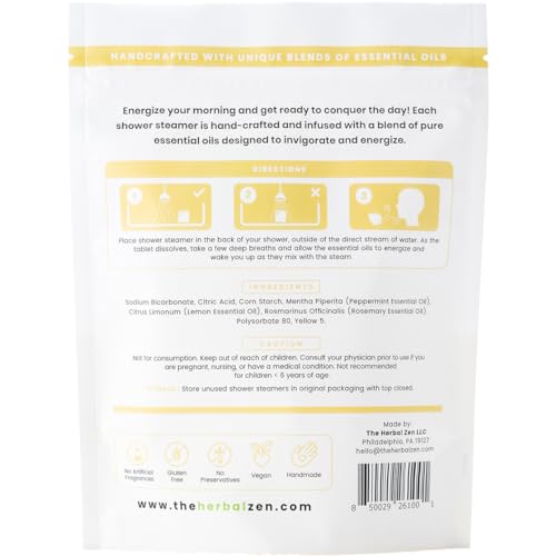 Morning Energy Shower Steamers Aromatherapy with Peppermint and Lemon Essential Oils Shower Bomb Aromatherapy, Spa Day Gifts, Self Care Gift, Birthday Gifts for Women and Men, Mothers Day Gift