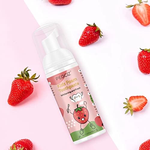 Foam Toothpaste Kids 2 Pack,Toddler Toothpaste with Low Fluoride for U Shaped Toothbrush, Foaming Toothpaste and Mouthwash for Dental Care for Children Kids Age for 3 and Up (Strawberry)