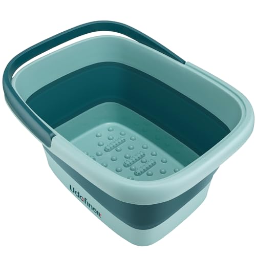 Udefineit Foot Bath Basin, Foldable & Portable Foot Soak Tub with Massage Acupoint for Foot Spa Bath, 15L/4 Gallon, Foot Massager Soaking Bath Basin Bucket for Pedicure Home Spa Treatment (Green)