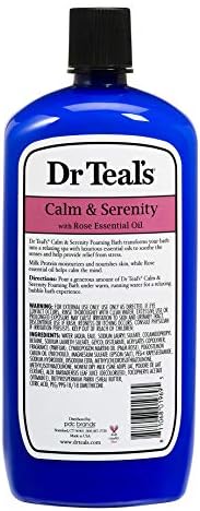 Dr. Teal's Calm & Serenity Pure Epsom Salt Foaming Bath Gift Set (3 Pack, 34 oz ea.) - Rose Essential Oils & Milk Protein Provide Stress Relief & Silky Smooth Skin - Long Lasting Bubbles Nourish Skin