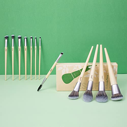 Jessup Vegan Makeup Brushes Set Premium Synthetic Powder Foundation Highlight Concealer Eyeshadow Blending Eyebrow Liner Spoolie Brush Set Burlywood 12pcs T327