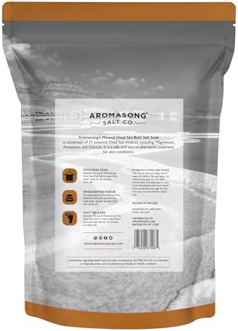 Aromasong Raw Dead Sea Bath Salt - Minimally Cleaned, Contains More Dead Sea Minerals Including Dead Sea Mud - 100% Pure & Natural Dead Sea Salts for Soaking 19 LB - Bulk Resealable Pack