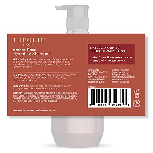 Theorie Amber Rose Hydrating Shampoo- Refresh & Hydrate, Irresistible Scent of Rose, Jasmine & Amber, Suited For All Hair Types-Color & Keratin Treated Hair, 800ML