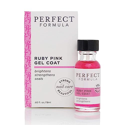 Perfect Formula Ruby Pink Gel Coat - Nail Strengthener, Keratin Nail Treatment, Gemstone Pink Gel Nail Polish - Nail Strengthener for Damaged Nails - Made In The USA .60 fl oz.