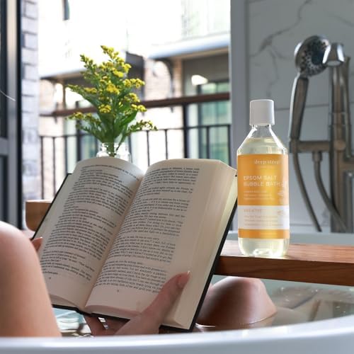 Deep Steep Epsom Salt Bubble Bath, Breathe, 32 oz – Spa Soak with Epsom Salt, Peppermint, Lemon & Essential Oils – Vegan, Clean Beauty, Muscle Relief & Sinus Support