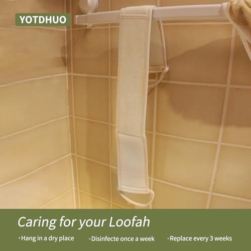 Natural Loofah Strap,Back Scrubber Made from Organic Loofa for Shower,Exfoliating Bath Luffa Sponge for Men and Women (2Pack)