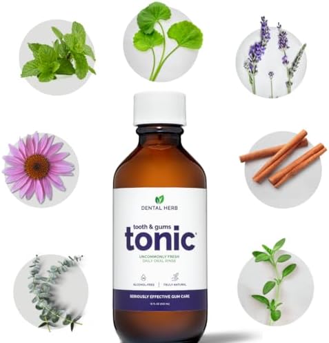Dental Herb Company Tooth & Gums Tonic Oral Rinse – *Fresh New Look – Same Trusted Formula* Natural Mouthwash with Essential Oils & Herbs for Gum Health, Bad Breath & Irritation 18 oz.