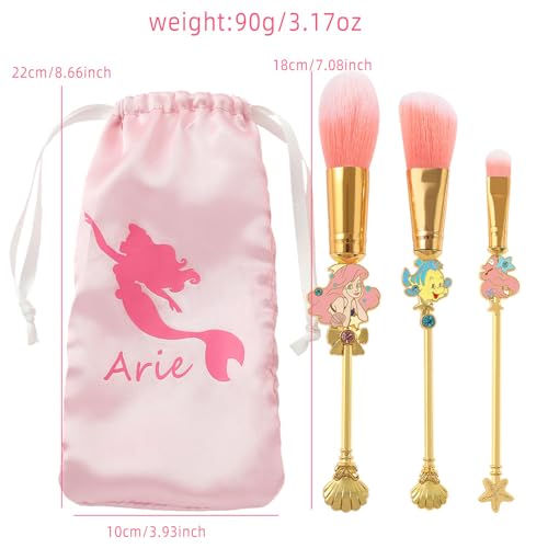 Snow White and Mermaid Makeup Brushes - Novelty Designed Classic Tales Theme Makeup Brush Set for Girls, Kawaii MakeupTool Gift for Women (NEW Pink)