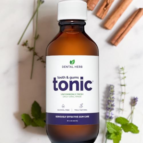 Dental Herb Company Tooth & Gums Tonic Oral Rinse – Natural Professional Strength Mouthwash with Essential Oils & Herbs for Gum Health, Bad Breath & Gum Irritation – Alcohol-Free, 18 oz. (2 Bottles)