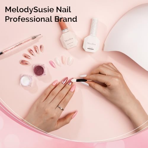 MelodySusie 16Pcs Chrome Nail Powder for Gel Nails,Metallic Mirror Effect Pigment Stylish and Technological Fine Glitter for Home DIY Salon Use