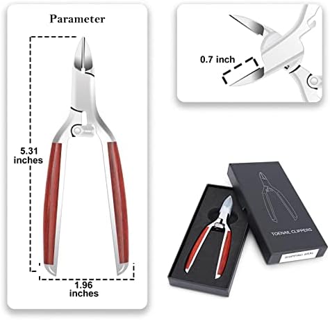Podiatrist Toenail Clippers for Ingrown&Thick Toenails, alicates para uñas de pies, Luxury Wooden Handle Nail Clippers, Professional Toenail Cutter for Seniors, Men, Women