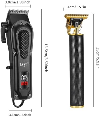 LQT® Men's Professional Hair Clippers Kit,Cordless & Corded Barber Clippers Set,Grooming Rechargeable Beard Trimmer with Adjustable Blade