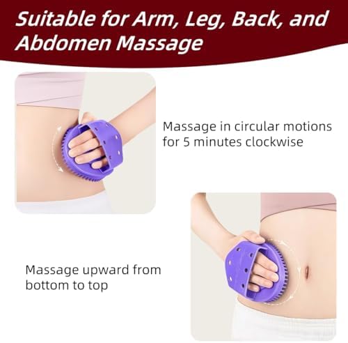 Handheld Massage Brush – Comfortable Grip Massage Gloves for Full-Body Brushing & Relaxing Muscle Care (Purple)