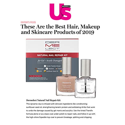 Dermelect Natural Nail Repair Kit for Nails - Anti Aging Nailcare with Peptides Glycolic Acid Sunflower Seed Oil Strengthening & Protective Treatment for Gel Acrylic Damage, Weak Nails 2 pc set