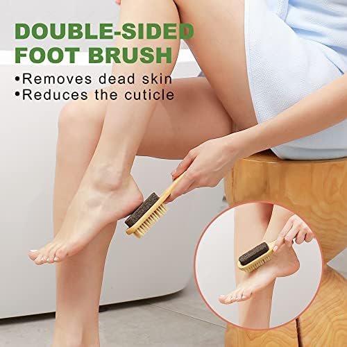 Dry Brushing Body Brush, Natural Boar Bristle Dry Brush, Bamboo Exfoliating Body, Face, Foot, Long Handle Back Scrubber Brush, Meridian Pressure for Lymphatic, Cellulite