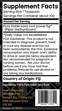 TUI KAVA PREMIUM WELLNESS KAVA - MICRONIZED Noble Fijian Kava 500g (1lb 2oz) - SHARING Size |Heady Morning/Daytime Kava | Increase Focus | Mood/Sleep Support | Stress Relief | NO STRAINING