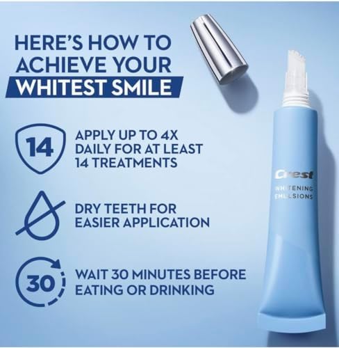 Crest Whitening Emulsions On-The-Go Leave-On Teeth Whitening Gel Pen from Bonus Pack 0.35 Oz Tubes with NO Box Pack of 2