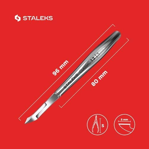 Staleks CLASSIC 12 Cuticle Nippers – 5mm Blade – Stainless Steel – Compact Design – For Home Manicure & Pedicure