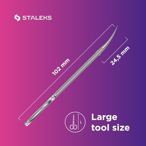STALEKS Pro Expert 50 Type 3 Cuticle Scissors – Premium Quality Manicure Scissors – Stainless Steel Curved Scissors for Cuticles – Long Lasting Beauty Scissors for Cuticle Nail Care