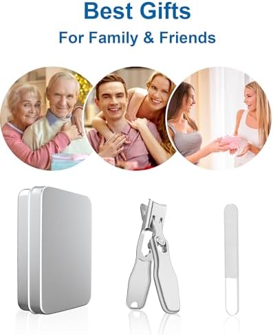 Nail Clippers for Seniors Thick Nails - Sharp Heavy Duty Large Wide Jaw Fingernail and Toenail Clippers with Catcher, for Adults, Men & Women (Silver)
