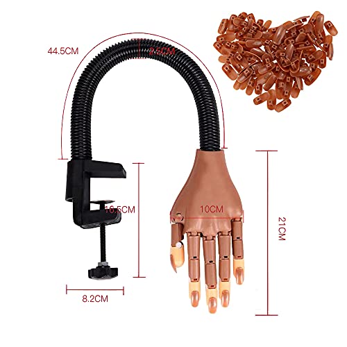 Practice Hand for Acrylic Nails, Professional Nail Practice Hand for Training, Adjustable False Fake Mannequin Hand with 100Pcs Nail Tips, Upgrade DIY Nails Display Manicure Supply
