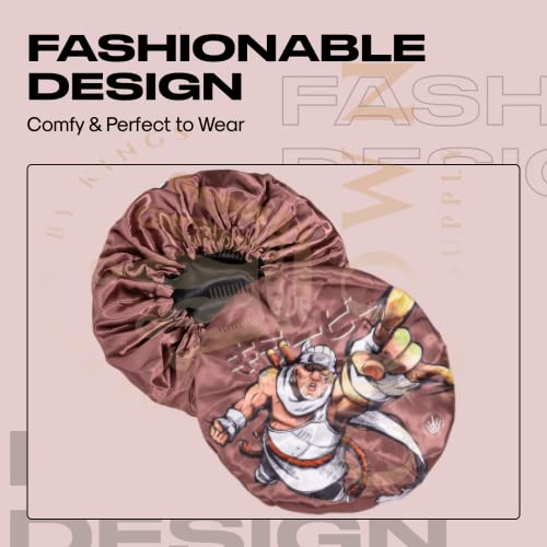 Silky Design Bonnet with Elastic Soft Band, Hair Braid Adjustable Women and Men Bonnets for Sleeping, Comfortable Satin Fabric Bonnet (Brown Bee)