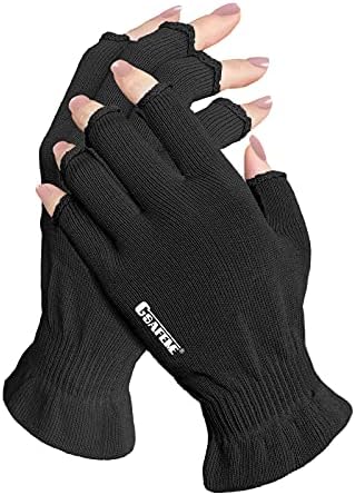 GSAFEME Cotton Gloves Eczema - Fingerless Touchscreen Moisturizing Gloves for Dry Hand Sleeping - Cotton Gloves for Men and Women, Black S/M 3 Pairs