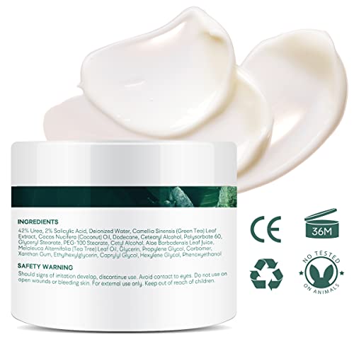 Urea cream 40 perent for feet: Maximum Strength Urea lotion for cracked Heels and Rough Thick Skin for foot- 42% Crema 5.29 oz.