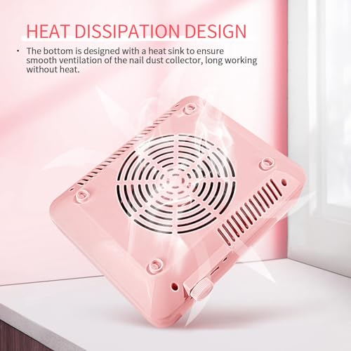 SAVILAND Nail Dust Collector with Lamp – Powerful Nail Vacuum Fan 40W Dust Collector Extractor Electric Dust Suction Machine with Reusable Filter for Acrylic Gel Nails Polishing, Low Noise, Pink