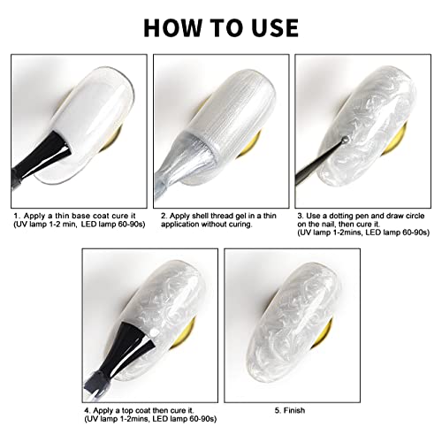 RARJSM Pearl Gel Nail Polish Glitter Pearlescent Shell Gel Polish Pink Beige Pearl Blue Green Purple Shimmer Mermaid Swirl Thread Effect Nailgel Soak Off Curing Requires DIY Manicure Use