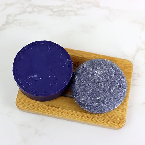 Naturel Toning Purple Shampoo and Conditioner Bar Set with Biotin for Blonde or Grey Hair, Shampoo Bar and Conditioner Bar for Blonde or Grey Hair, Vegan and Cruelty Free, Zero Waste, Made in USA
