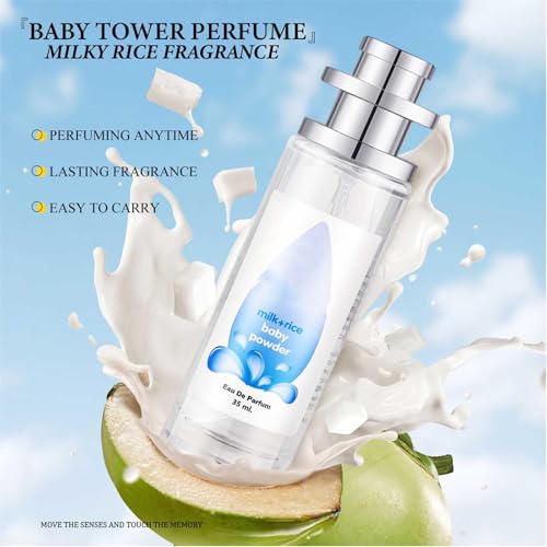 Elyven Baby Powder Perfume, Elyven Perfumes Powder, Fresh and Light Fragrance, For Women, 35ml (Rice Milk+Bedtime+Floral Blossom+Powder Classic)