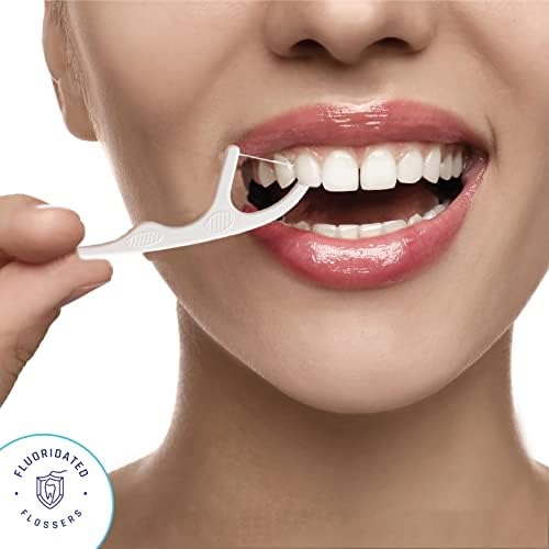 Fluoride Floss Picks - Enhanced Cavity Protection, Unflavored Floss Picks. Shred Resistant Nylon Flossers, 180 Count, Dentist Designed and Backed by Science