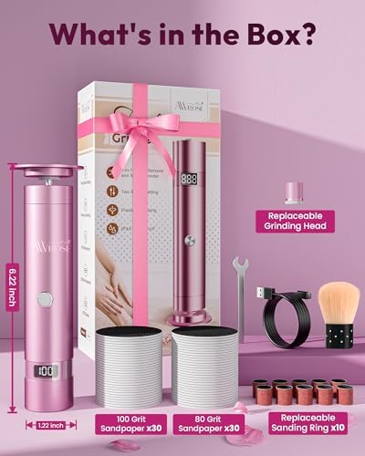 AWROSE Callus Remover for Feet, Cordless Electric Foot Callus Remover with Rechargeable 2600mAh High-Capacity, 6.2IN Aluminum Foot File,Professional Pedicure Tools for Dead/Hard/Dry Skin&Cracked Heels