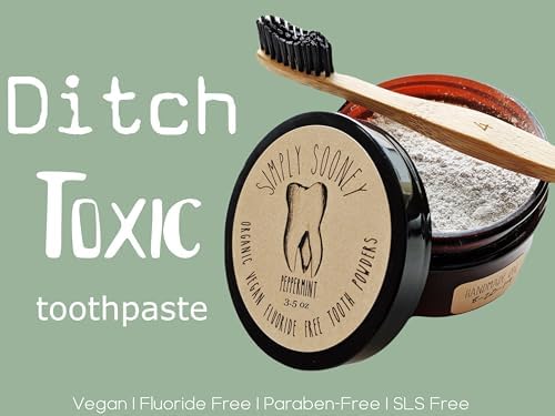 Fluoride Free Remineralizing Toothpaste Powder I Vegan I Gluten Free I Organic Peppermint Essential Oil 1.5oz