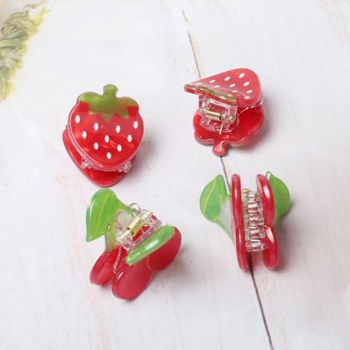 8PK Mini Fruit Hair Claw Clips for Girls Cute Cherry Lemon Strawberry Orange Hair Clip Fun Summer Hair Accessories